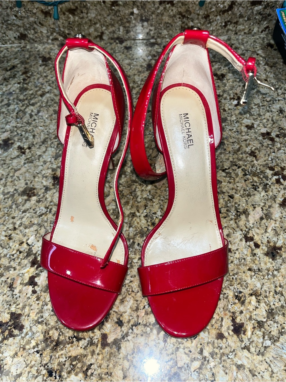 Michael Kors Red Patent Leather Ankle-Strap Heels